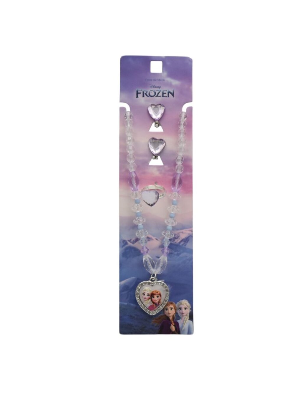 Disney Frozen Elsa Anna Jewelry Set Necklace Earrings Ring Heart Charm Beads NEW - Picture 1 of 4